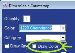 Option to label the countertop with the selected color