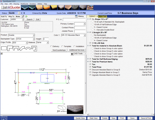 QuickQuote's Option View