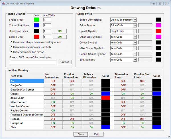 Tips Tricks Drawing Defaults Quickquote Countertop Software