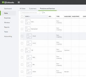 Item list in QuickBooks Online