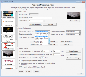 Per Slab countertop pricing method in QuickQuote